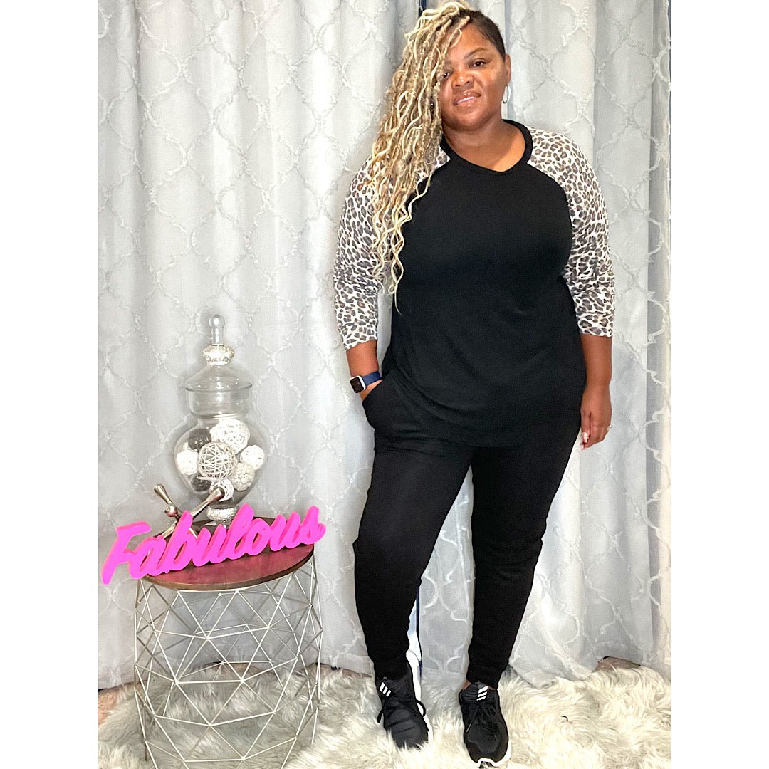 Plus Size Leopard Long Sleeve T-Shirt