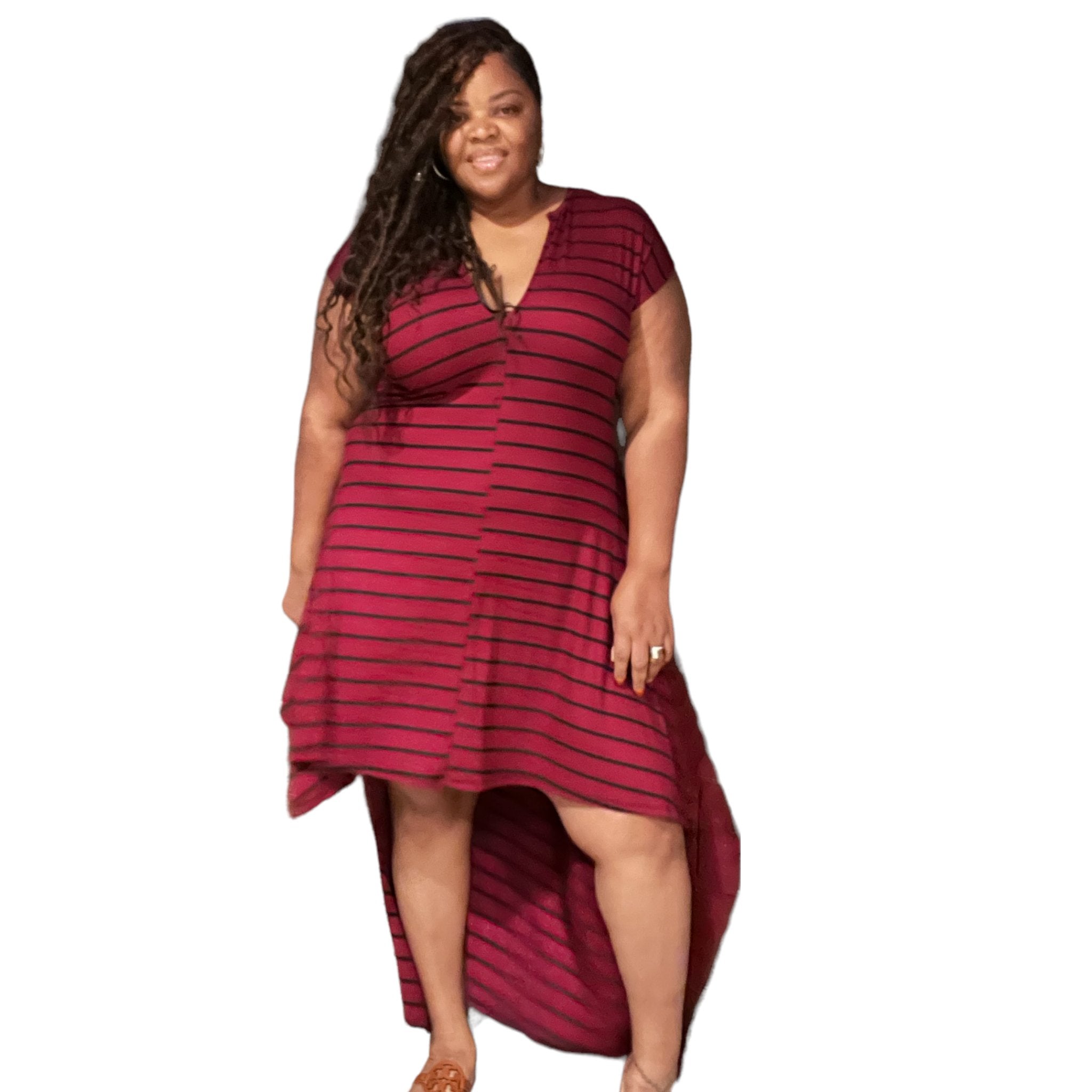 Ribbed Plus Size Hi Low Maxi Dress