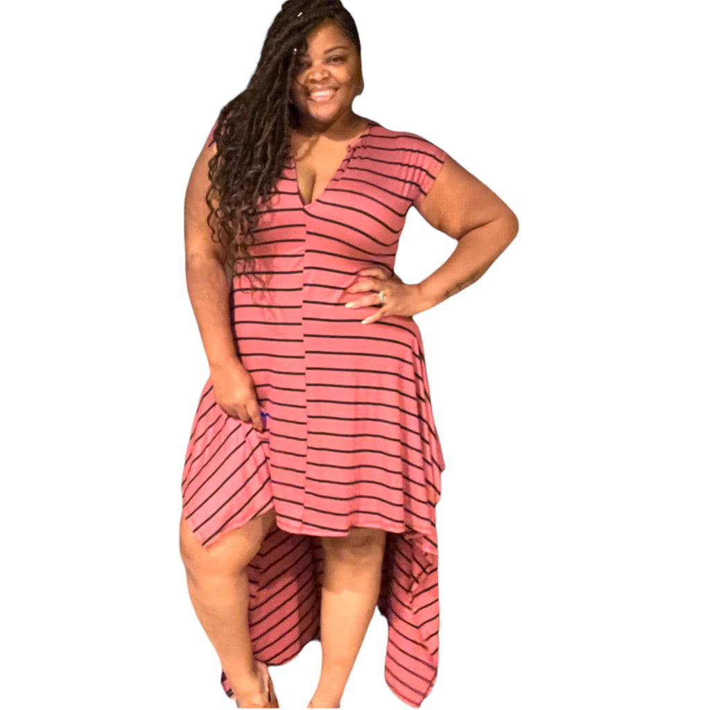 Ribbed Plus Size Hi Low Maxi Dress