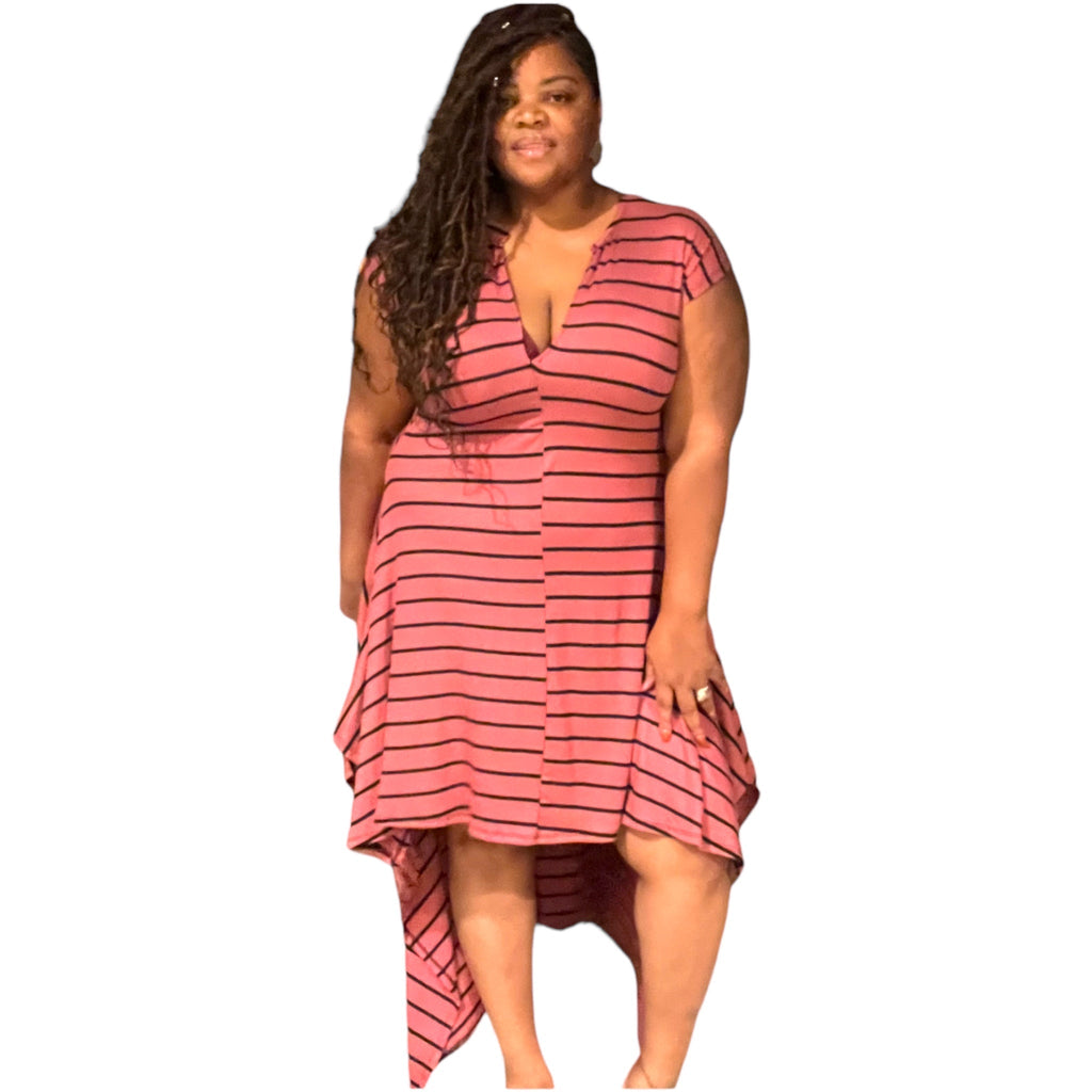 Ribbed Plus Size Hi Low Maxi Dress