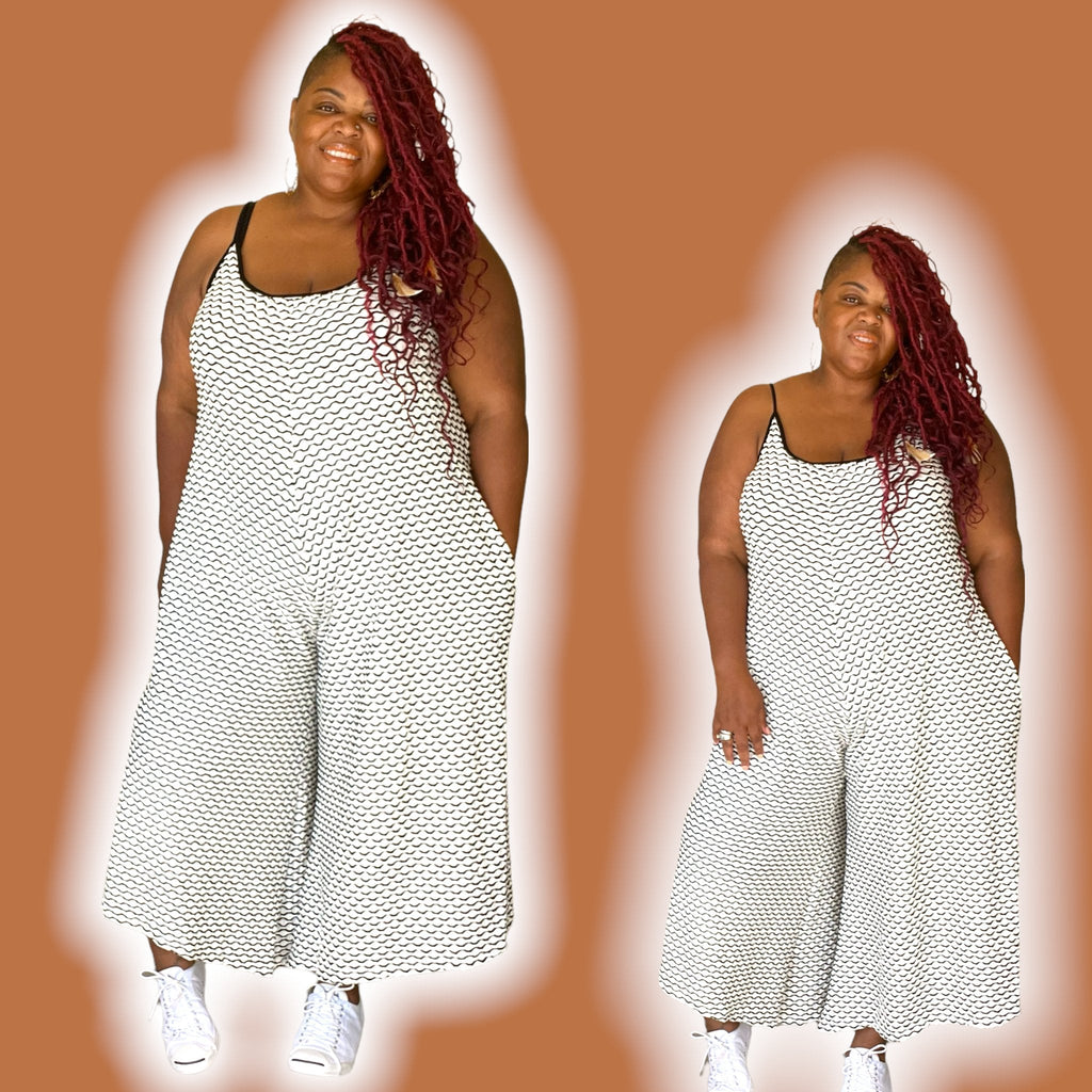 White Black Plus Size Wide Leg Jumpsuits